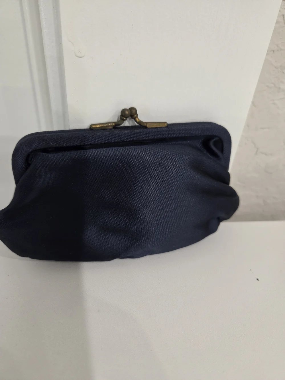 Vintage Satin Navy Kiss-Lock Coin Purse